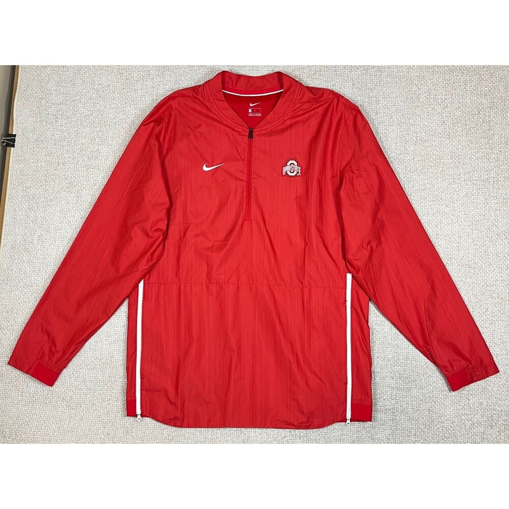 Ohio State Buckeyes Nike Windbreaker Jacket Men's Large Pullover 1/4 Zip Red